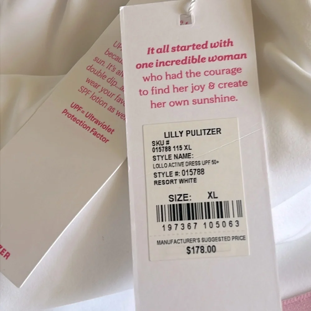 Lilly Pulitzer “Lollo” Luxletic Active Dress Resort White Pink Trim Size XL NWT - Picture 8 of 10